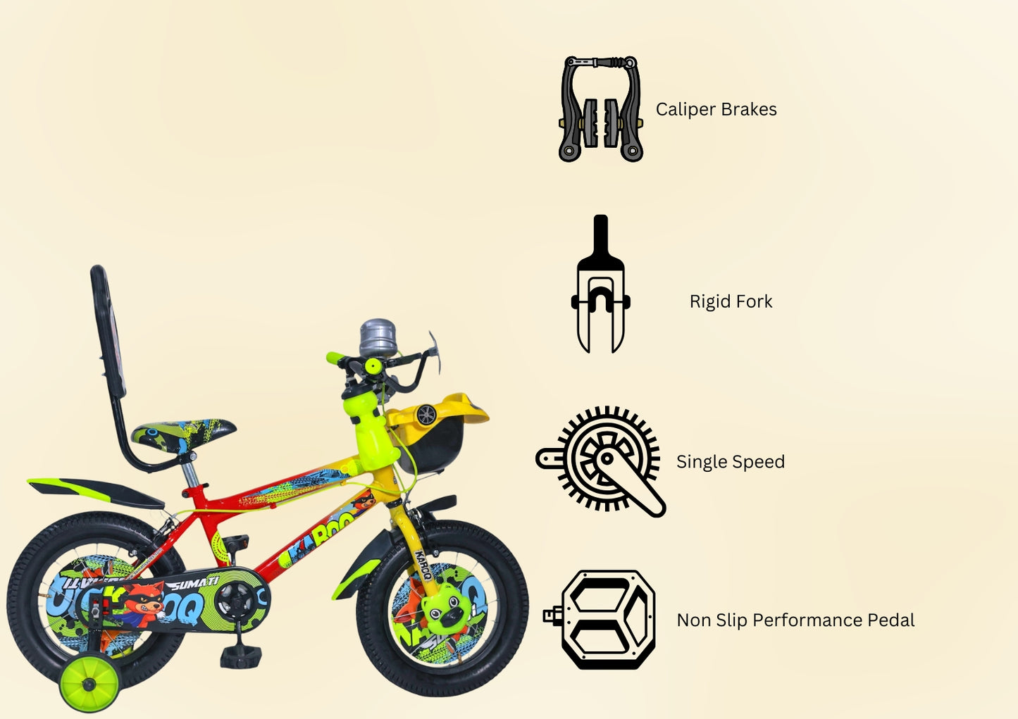 Sumati Karoq WOC 20*2.40 20 T BMX Cycle (Single Speed, Red/Yellow Rigid)